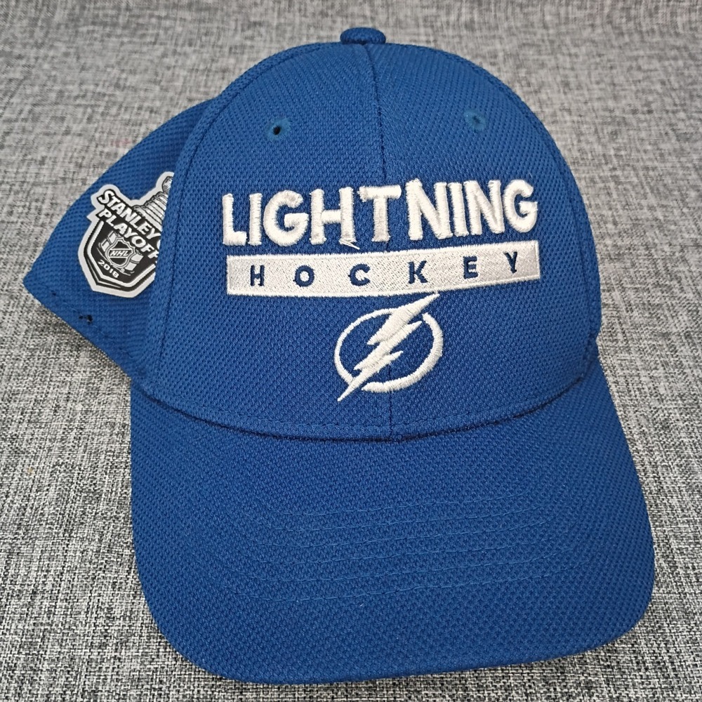 Adidas Tampa Bay Lightning Stanley Cup 2018 Hat Cap S/M NHL Hockey Blue Flex Fit